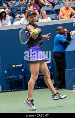 De la Roumanie : Simona en compétition dans le premier tour de l'US Open de Tennis 2019 Banque D'Images