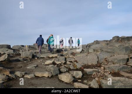 Parc national du Vatnajökull, Islande - 25 septembre 2019 : l'éperon à pied jusqu'à la cascade de Dettifoss. Banque D'Images