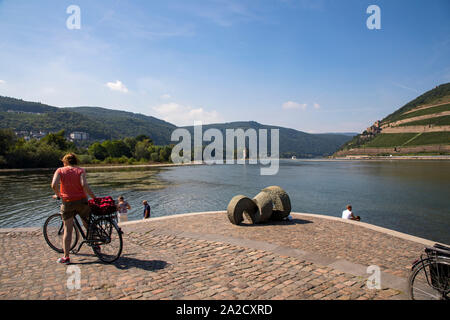 L'Rhein-Nahe Eck, estuaire de la Nahe dans le Rhin près de Bingen, Allemagne Banque D'Images