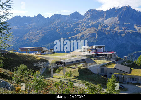 La station de téléphérique de Lognan, Chamonix-Mont-Blanc, Argentière, Haute-Savoie, France Banque D'Images