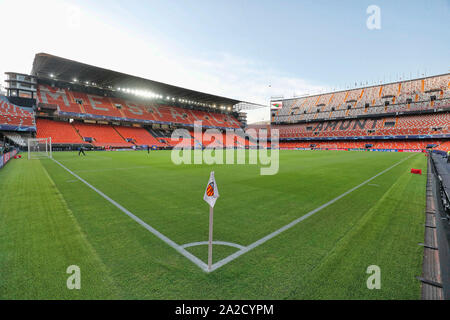 Valence, 02-10-2019 , Estadio Mestalla , saison 2019 de la Ligue des Champions de football / 2020, phase de groupes FC Valence - Ajax. Aperçu du stade Banque D'Images