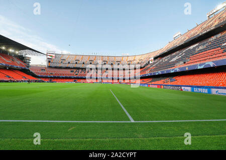 Valence, 02-10-2019 , Estadio Mestalla , saison 2019 de la Ligue des Champions de football / 2020, phase de groupes FC Valence - Ajax. Aperçu du stade Banque D'Images