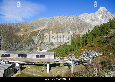 La station de téléphérique de Lognan, Chamonix-Mont-Blanc, Argentière, Haute-Savoie, France Banque D'Images