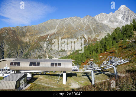 La station de téléphérique de Lognan, Chamonix-Mont-Blanc, Argentière, Haute-Savoie, France Banque D'Images