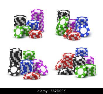 Les piles de jetons de poker casino en ligne et des piles Illustration de Vecteur