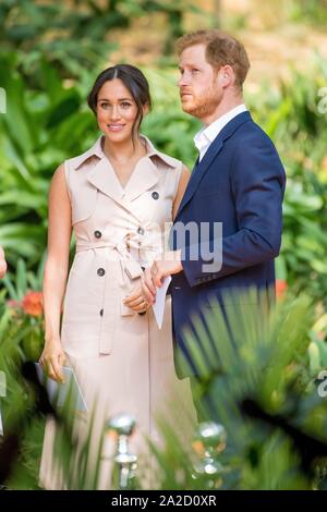 Johannesburg, Afrique du Sud. 09Th Oct, 2019. Harry et Meghan, Duc et Duchesse de Sussex à Johannesburg, le 02 octobre 2019, la participation à une création d'entreprise et réception à la Haut Commissaire britannique est residenceCredit : Albert Nieboer/ Pays-Bas OUT/Point de vue OUT |/dpa/Alamy Live News Banque D'Images