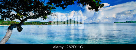 Vue panoramique sur mer, Saint John's Bay, Point Cabes, Sapphire Beach, Saint Thomas, United States Virgin Islands, USA Banque D'Images