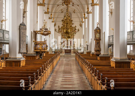 La tour ronde de l'Église Trinitatis sanctuaire intérieur à Copenhague, Danemark. Banque D'Images