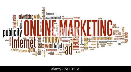 - Internet marketing en ligne nuage de mots concepts illustration. Collage de texte. Banque D'Images