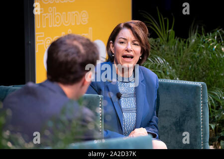 Candidat à l'élection présidentielle U.S. Amy Klobuchar Sen (D-Minnesota) parle de la course avec le journaliste Steve Kornacki NBC au Texas Tribune Festival dans le centre-ville d'Austin Banque D'Images