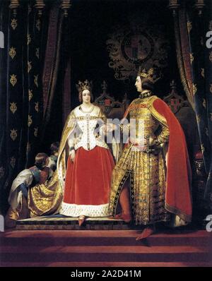 Edwin Landseer - La reine Victoria et le Prince Albert au Bal costumé du 12 mai 1842 Banque D'Images