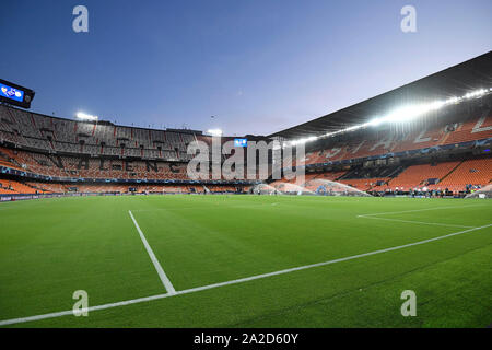 Valence, 02-10-2019 , Estadio Mestalla , saison 2019 de la Ligue des Champions de football / 2020, phase de groupes FC Valence - Ajax stadium sommaire au cours de la partie FC Valence - Ajax. Banque D'Images