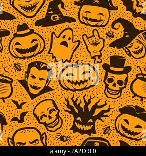 Halloween Party fond sans couture. Illustration vectorielle de motif Illustration de Vecteur