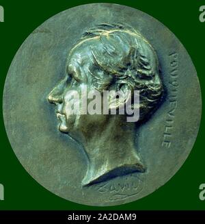 Effigie de bronze François Pouqueville par David d'Angers. Banque D'Images