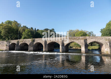 Pont sur la rivière Usk, Galles, Royaume-Uni Banque D'Images