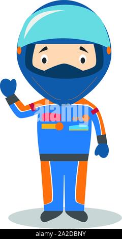 Cute cartoon vector illustration d'un pilote de course Illustration de Vecteur