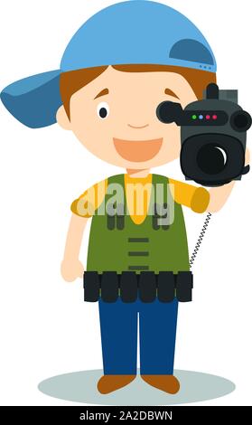 Cute cartoon vector illustration d'un cameraman Illustration de Vecteur