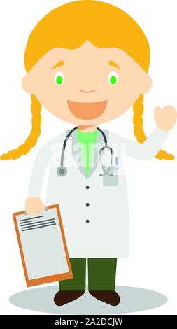 Cute cartoon vector illustration of a female doctor Illustration de Vecteur