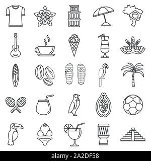 Brésil pays icons set. Contours ensemble d'icônes vectorielles pays Brésil pour la conception web isolé sur fond blanc Illustration de Vecteur