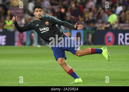 Barcelone, Espagne. 09Th Oct, 2019. Luis Suarez, du FC Barcelone lors du match FC Barcelone v Inter de Milan, de la Ligue des Champions, saison 2019/2020, date 2. Camp Nou. Barcelone, Espagne, 02 Oct 2019. Credit : PRESSINPHOTO/Alamy Live News Banque D'Images