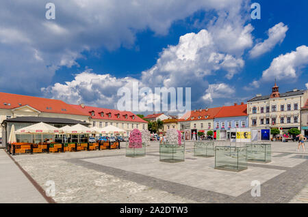 Oswiecim (pl. : Auschwitz), Malopolskie province. Place du marché. Banque D'Images