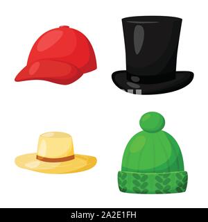 Vector illustration de coiffures et napper d'un logo. Ensemble de couvre-chef et le casque de l'icône vecteur pour stock. Illustration de Vecteur