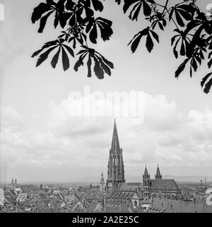 Blick auf einer Anhöhe von Freiburg aus Deutschland, 1930er Jahre. Vue d'une colline de Freiburg, Allemagne 1930. Banque D'Images