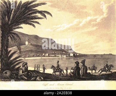 El Burg et à Haïfa en 1801 gravure sur cuivre par Cooper Willyams. Banque D'Images