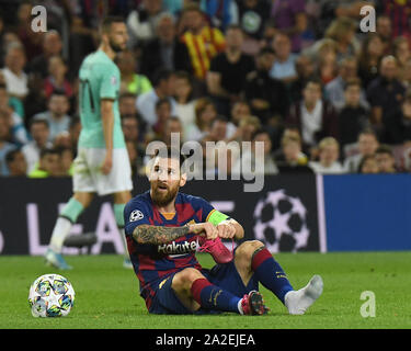 Barcelone, Espagne. 09Th Oct, 2019. Lionel Messi du FC Barcelone lors du match FC Barcelone v Inter de Milan, de la Ligue des Champions, saison 2019/2020, date 2. Camp Nou. Barcelone, Espagne, 02 Oct 2019. Credit : PRESSINPHOTO/Alamy Live News Banque D'Images