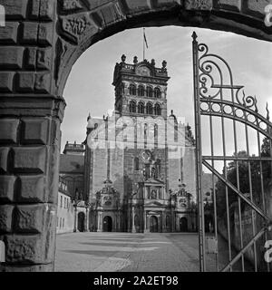 Frontseite die der Benediktinerabtei Saint Matthias à Trèves, Deutschland 1930 er Jahre. Benedcitine avant d'abbaye Saint-mathieu à Trier, Allemagne 1930. Banque D'Images