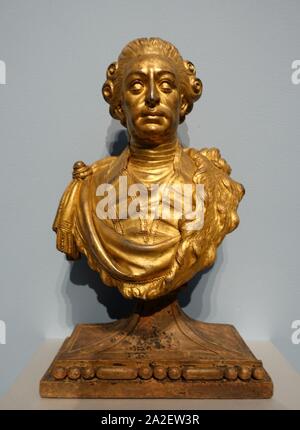 Électeur Maximilien III Joseph de Bavière, par Anton Roman Boos, Munich, c. 1777, plomb doré, socle en bois Banque D'Images