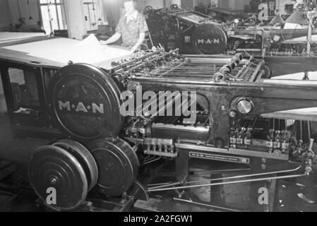 Druckmaschinen dans den MAN Werken, Deutsches Reich 1930er Jahre. Machines d'impression dans l'homme les plantes, Allemagne 1930. Banque D'Images