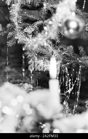 Blick auf die Kerzen im Weihnachtsbaum, Deutschland 1930 er Jahre. Vue de la bougies sur un arbre de Noël, de l'Allemagne des années 1930. Banque D'Images