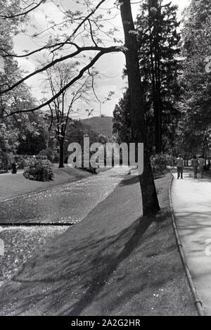 Die Lichtentaler Allee à Baden-Baden und ist ein beliebtes Ziel für l'besuchtes Spaziergänger, 1930er Jahre Deutschland. La Lichtentaler Allee en Baden-Bade est populaire et bien fréquenté pour les poussettes, Allemagne 1930. Banque D'Images