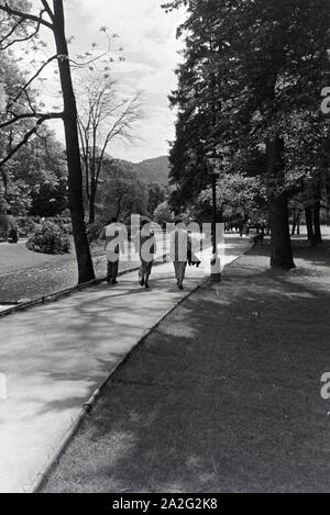 Die Lichtentaler Allee à Baden-Baden und ist ein beliebtes Ziel für l'besuchtes Spaziergänger, 1930er Jahre Deutschland. La Lichtentaler Allee en Baden-Bade est populaire et bien fréquenté pour les poussettes, Allemagne 1930. Banque D'Images