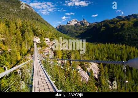 Pont suspendu au sommet de la Télécabine Sea to Sky Lodge, Squamish, BC, Canada Banque D'Images