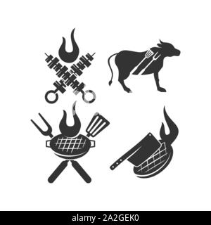 Barbecue Spatule boeuf modèle logo design logo vector set Illustration de Vecteur