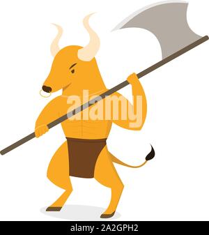 Minotaur avec ax polearms en télévision vector art design Illustration de Vecteur