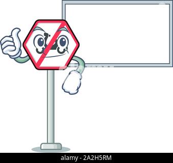 Thumbs up with board pas isolé avec cartoon mascot motos Illustration de Vecteur