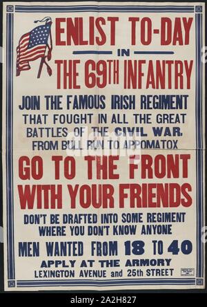 S'engager aujourd'hui dans la 69ème infantry Inscrivez-vous le célèbre régiment irlandais (...) Voir l'avant avec vos amis (...) Banque D'Images