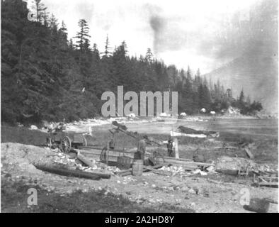 Camp d'ingénierie près de Fort Seward Alaska 1909 (KIEHL 132). Banque D'Images