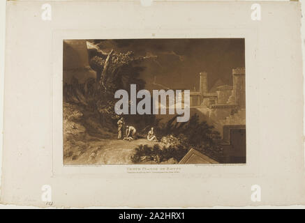 Dixième plaie d'Égypte, de la plaque 61 de Liber Studiorum, publié le 1er janvier 1816, Joseph Mallord William Turner (anglais, 1775-1851), gravé par William dire (1768-1834), l'Angleterre, la gravure en brun sur papier crème, 178 × 260 mm (image), 208 × 289,5 mm (plaque), 290 × 436 mm (feuille Banque D'Images