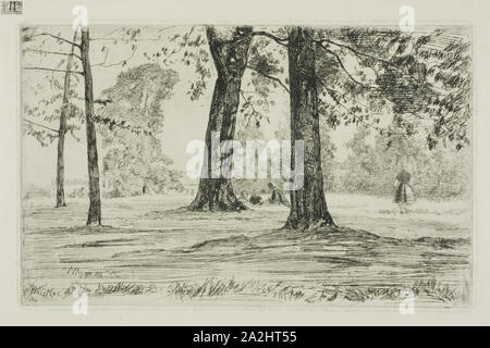 Le Parc de Greenwich, 1859, James McNeill Whistler, Américain, 1834-1903, United States, de gravure avec foul de mordre dans l'encre noire sur papier vergé crème, 128 x 205 mm (plaque), 266 x 364 mm (feuille Banque D'Images