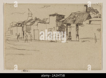 Le Old Swan Brewery, Chelsea, 1872/73, James McNeill Whistler, American, United States, 1834-1903, Eau-forte en noir l'encre brune sur papier vergé ivoire, 67 x 99 mm (plaque), 70 x 99 mm (feuille Banque D'Images