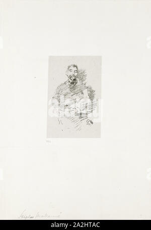 Stéphane Mallarmé, 1892, publié 1893, James McNeill Whistler, Américain, 1834-1903, United States, lithographie de transfert en gris-noir sur papier vélin ivoire grisâtre, fixées sur la plaque off-white paper (Chine collé), 97 x 70 mm (image), 119 x 79 mm (support principal), 318 x 247 mm (support secondaire Banque D'Images