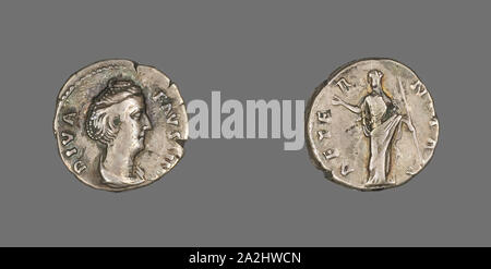 Denier (pièce de monnaie) représentant l'Impératrice Faustine l'Ancien, après l'ANNONCE 141, Romain, frappées à Rome, l'Empire romain, argent, diam. 1,8 cm, 3,13 g Banque D'Images