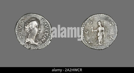 Denier (pièce de monnaie) représentant l'Impératrice Faustine, après l'ANNONCE 141, Romain, frappées à Rome, l'Empire romain, argent, diam. 1,9 cm, 2,91 g Banque D'Images
