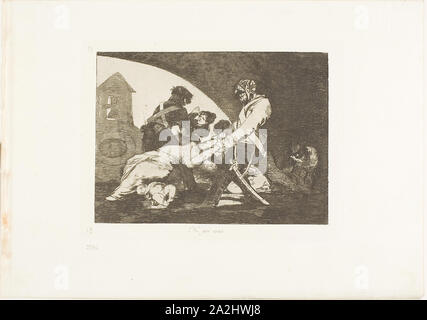 Ni ces onze de la plaque, les désastres de la guerre, 1810/15, publié 1863, Francisco José de Goya y Lucientes, Espagnol, 1746-1828, éditeur : Real Academia de Nobles Artes de San Fernando, l'espagnol, 1744-1873, l'Espagne, de gravures, de lavis, pointe sèche et burin sur papier vélin ivoire avec bords dorés, 139 x 187 mm (image), 160 x 210 mm (plaque), 240 x 339 mm (feuille Banque D'Images