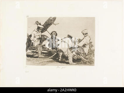 Pourquoi ?, la plaque de 32 des désastres de la guerre, 1812/15, publié 1863, Francisco José de Goya y Lucientes, Espagnol, 1746-1828, l'Espagne, de gravures, de lavis, pointe sèche, Burin et le lustrage sur vélin ivoire avec bords dorés, 136 x 191 mm (image), 153 x 207 mm (plaque), 240 x 340 mm (feuille Banque D'Images