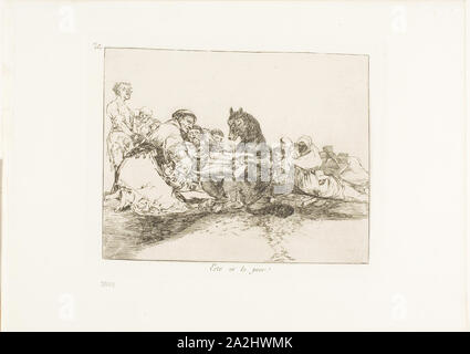 C'est le pire !, la plaque de 74 des désastres de la guerre, 1815/20, publié 1863, Francisco José de Goya y Lucientes, Espagnol, 1746-1828, l'Espagne, de gravure et de lustrage sur vélin ivoire avec bords dorés, 153 x 193 mm (image), 175 x 215 mm (plaque), 240 x 337 mm (feuille Banque D'Images